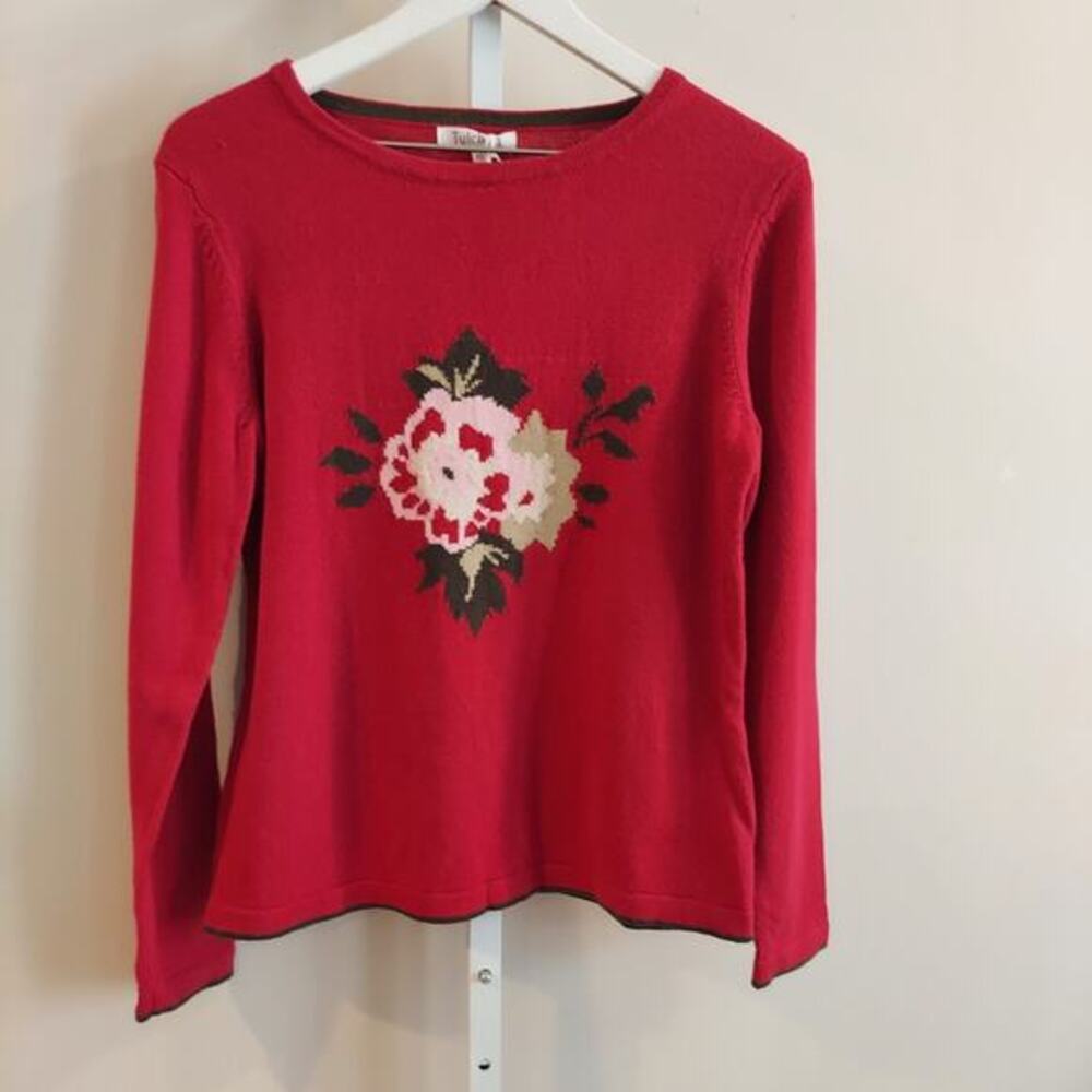 NWT‎ Tulchan Sweater Large Floral Graphic Size Medium Wool Blend